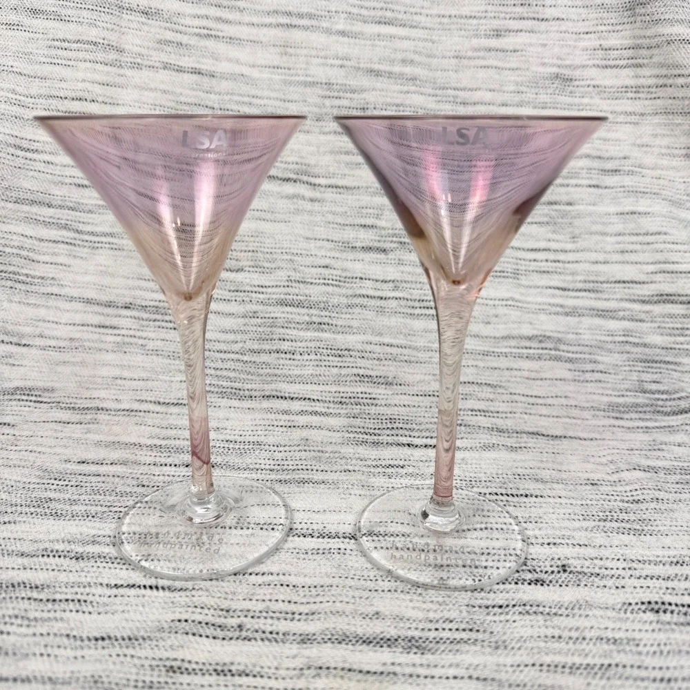 LSA International Handmade Hand-painted Stemmed Cordial Liqueur Glasses Purple